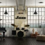 Jazz instruments in a loft